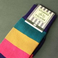 Blue Yellow Pink Purple Striped Socks