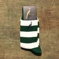 Hortons Striped Racing Green and white Socks