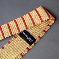 Gold and Scarlet Silk Striped Tie