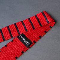 Scarlet and Navy Striped Silk Tie